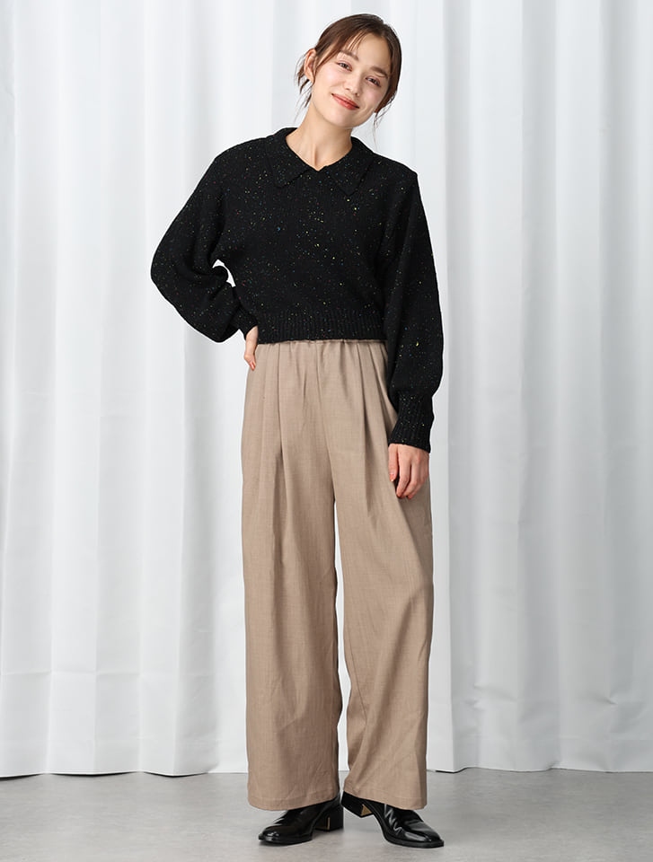 新品タグ付き✨ イージーワイドパンツ ネイビー ストライプ イージーワイドパンツ | ness.