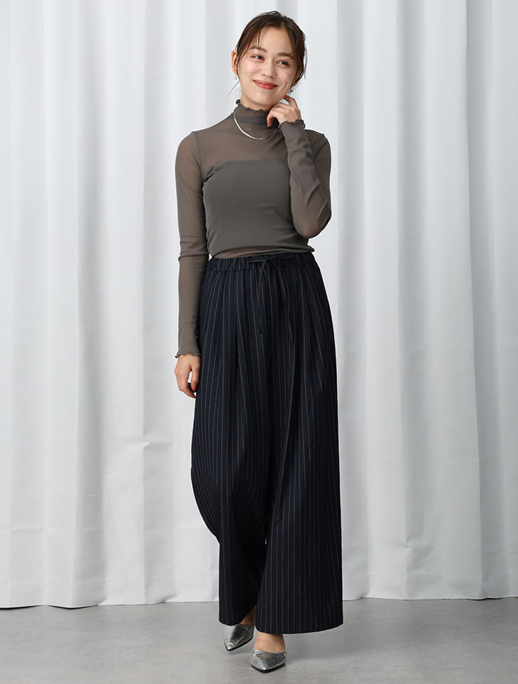 ストライプパターン ワイドレッグデニム ZARA ZARA(ザラ) TRF WIDE-LEG ワイドレッグ ミッドライズ
