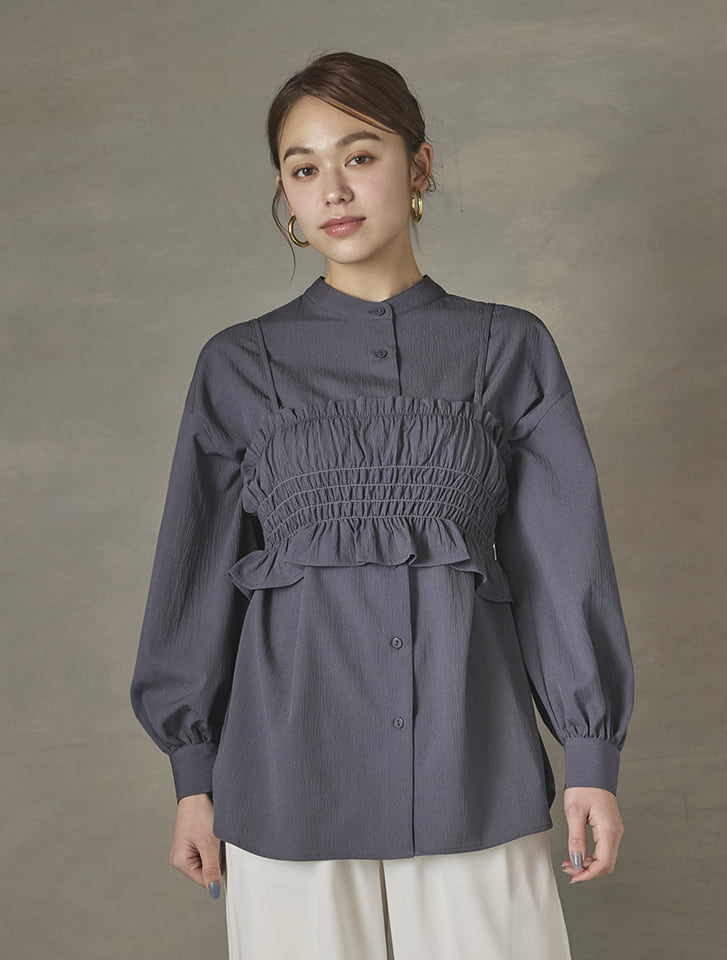 Edit Sheen ビスチェセットバンドカラーシャツ | 人気レディース