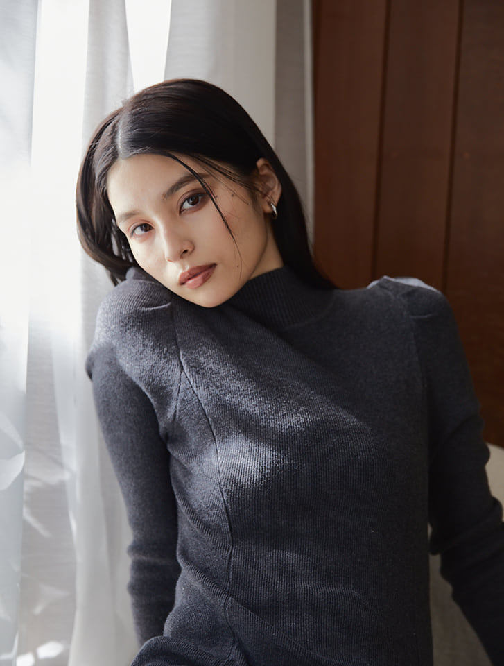 Edit Sheen パフスリーブハイネックニットワンピース | 人気レディース