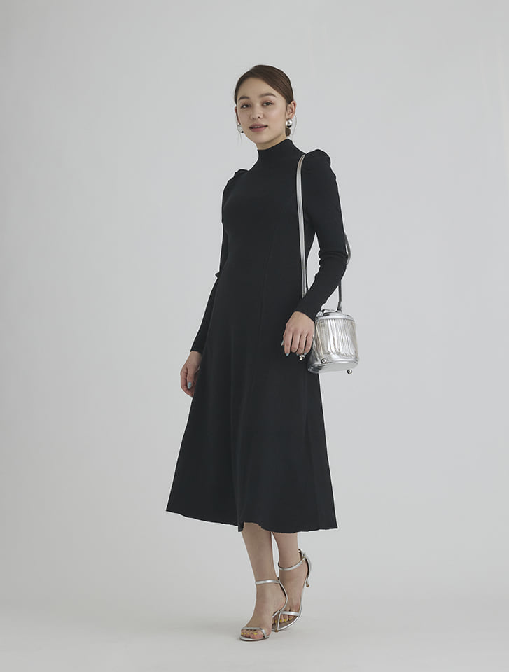 Edit Sheen パフスリーブハイネックニットワンピース | 人気レディース