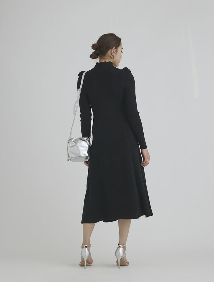 Edit Sheen パフスリーブハイネックニットワンピース | 人気レディース