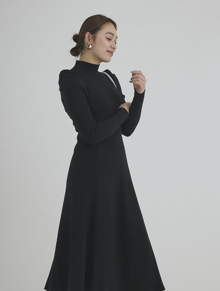 Edit Sheen パフスリーブハイネックニットワンピース | 人気レディース