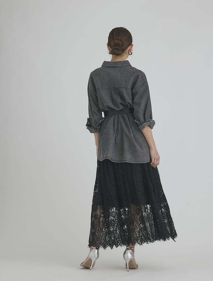 【希少】PRADA ヴィンテージ風 ラッシュステッチ ミディスカート Anthracite Gray Vintage-look rush stitch midi-skirt | PRADA