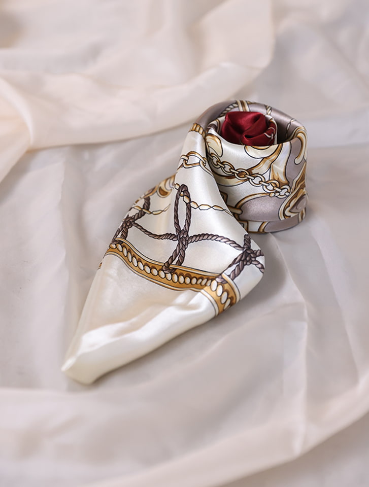 レトロワインカラー大判スカーフ