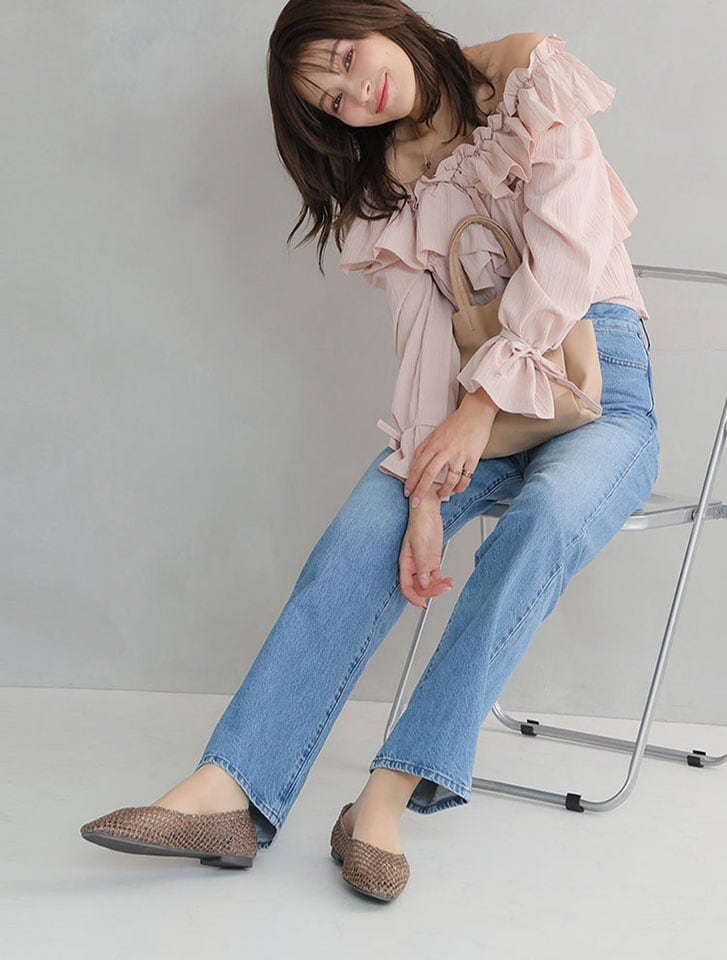 Vivian サッ！と履けるシアーラフィアメッシュフラットシューズ | 人気