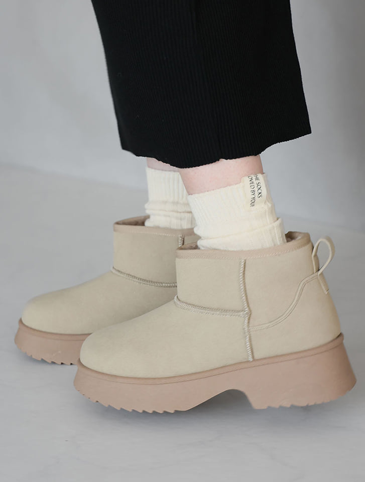 Vivian もふぽか厚底5.0cmチャンキーヒールムートンブーツ【防止加工