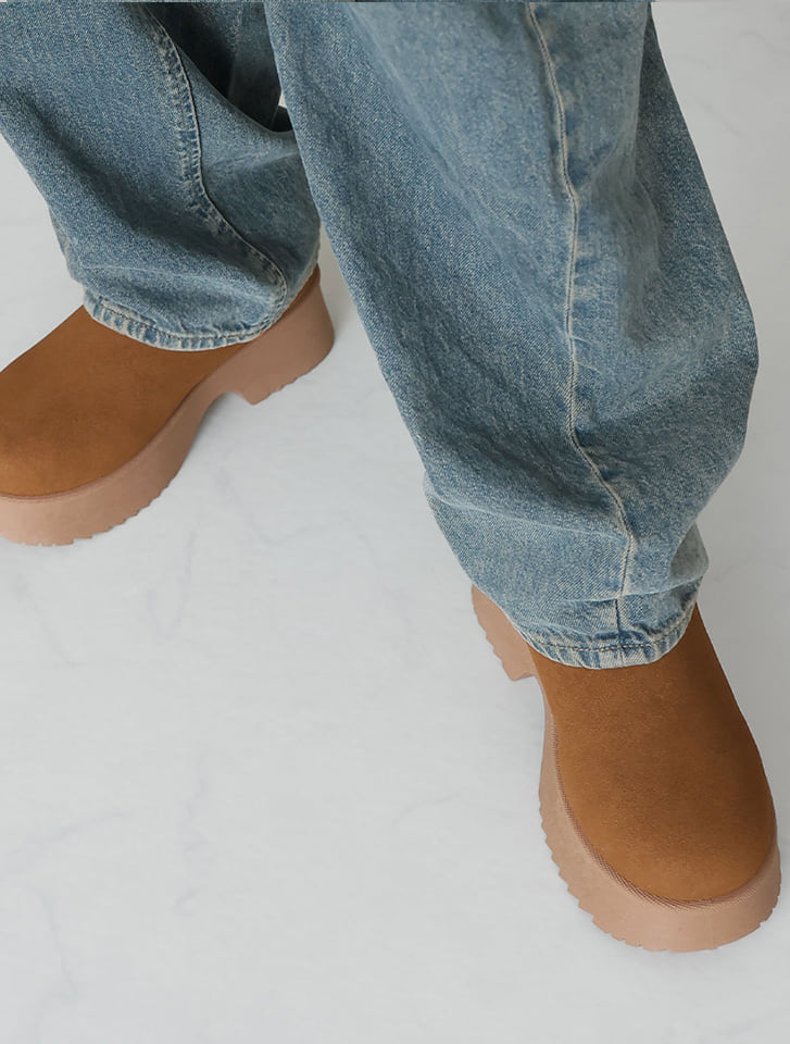 Vivian もふぽか厚底5.0cmチャンキーヒールムートンブーツ【防止加工