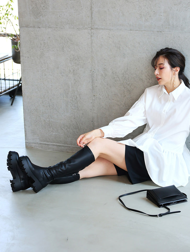 厚底ストレッチロングブーツ Sサイズ Vivian 厚底ストレッチロングブーツ | 人気レディースファッション通販