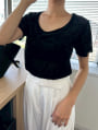 シアーベロアUネック半袖トップス