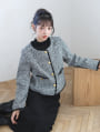 【harukaセレクト】ノーカラーツイードジャケット