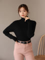 【ウォッシャブル】【M・Lサイズあり】シンプルリブタートルニット