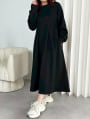 裏起毛ウエストタックワンピース