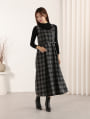 【3点セット】ベルト/ニット付チェックワンピース