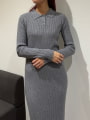 ポロニットロングワンピース