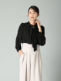 【あったか起毛裏地付き】パールボウタイブラウス