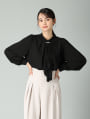 【あったか起毛裏地付き】パールボウタイブラウス