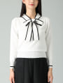 配色ボウタイニットトップス