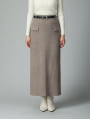 ベルト付きニットIラインスカート