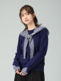 セーラーカラーフード付きクルーネックニット