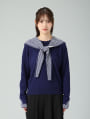 セーラーカラーフード付きクルーネックニット
