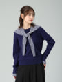 セーラーカラーフード付きクルーネックニット