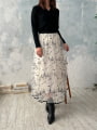 裾パイピングプリントチュールスカート