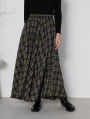 総ゴムチェックフレアスカート