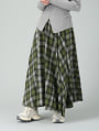 総ゴムチェックフレアスカート