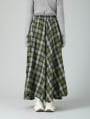 総ゴムチェックフレアスカート