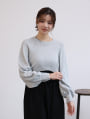 ラメ混ファンシーヤーンボリュームスリーブニット