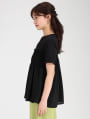 異素材シャーリングドッキングTシャツ