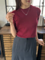 クルーネックストレート5分袖ニット