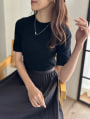 クルーネックストレート5分袖ニット