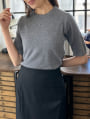 クルーネックストレート5分袖ニット