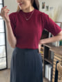 クルーネックストレート5分袖ニット