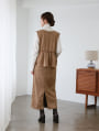 スエードポンチギャザーペプラムワンピース