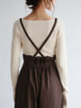 サスペンダー付き2wayハイウエストツイルワイドパンツ