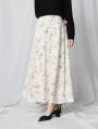 【U150サイズあり】フラワープリントフレアロングスカート