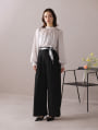 【U150サイズあり】スカーフ付きタックワイドパンツ