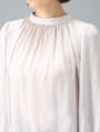 ハイネックギャザー袖シャーリングブラウス