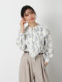 フラワープリントパールフリルブラウス