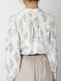 フラワープリントパールフリルブラウス