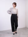 ウエストボタンデザインストレートパンツ