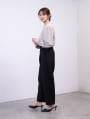 ウエストボタンデザインストレートパンツ