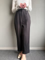 ウエストボタンデザインストレートパンツ