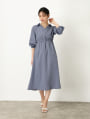 ウエスト切替タックスリーブワンピース