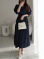 【cho____07セレクト】 Vネックウエスト切替ワンピース