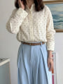 【miyopuセレクト】ドット柄スキッパーシャツ