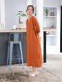 麻調キーネックワンピース